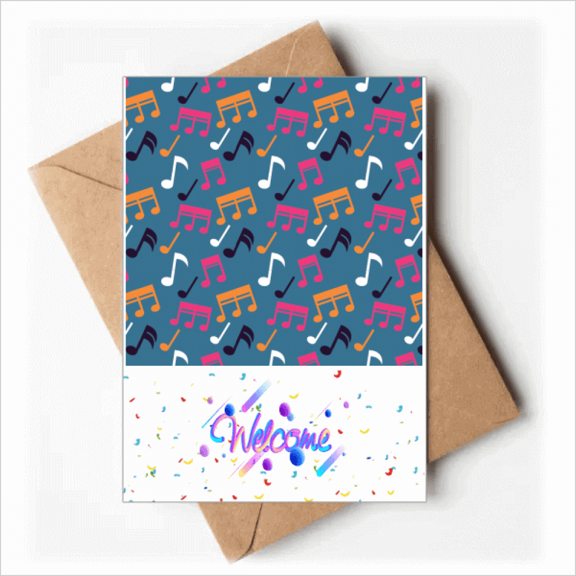 Colourful Music Notes Blue Welcome Back Greeting Cards Envelopes Blank
