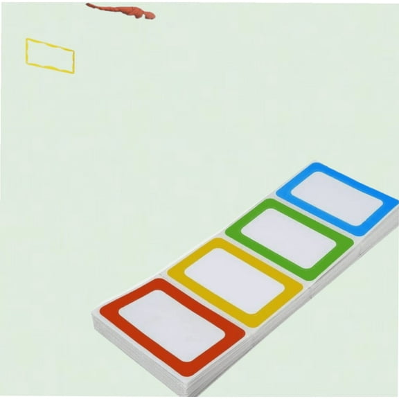 Colourful Name Tag Labels 89x57mm - 200 Stickers, Waterproof, Sticky Labels for Clothes, Office and School