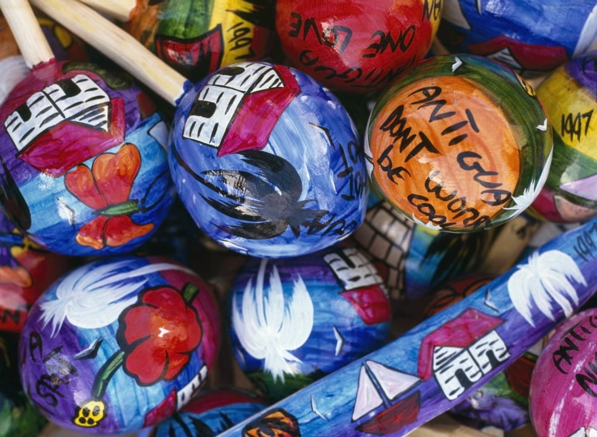 Colourful Painted Maracas Close Up Canvas Art - Ian Cumming Design Pics (36 x 26)