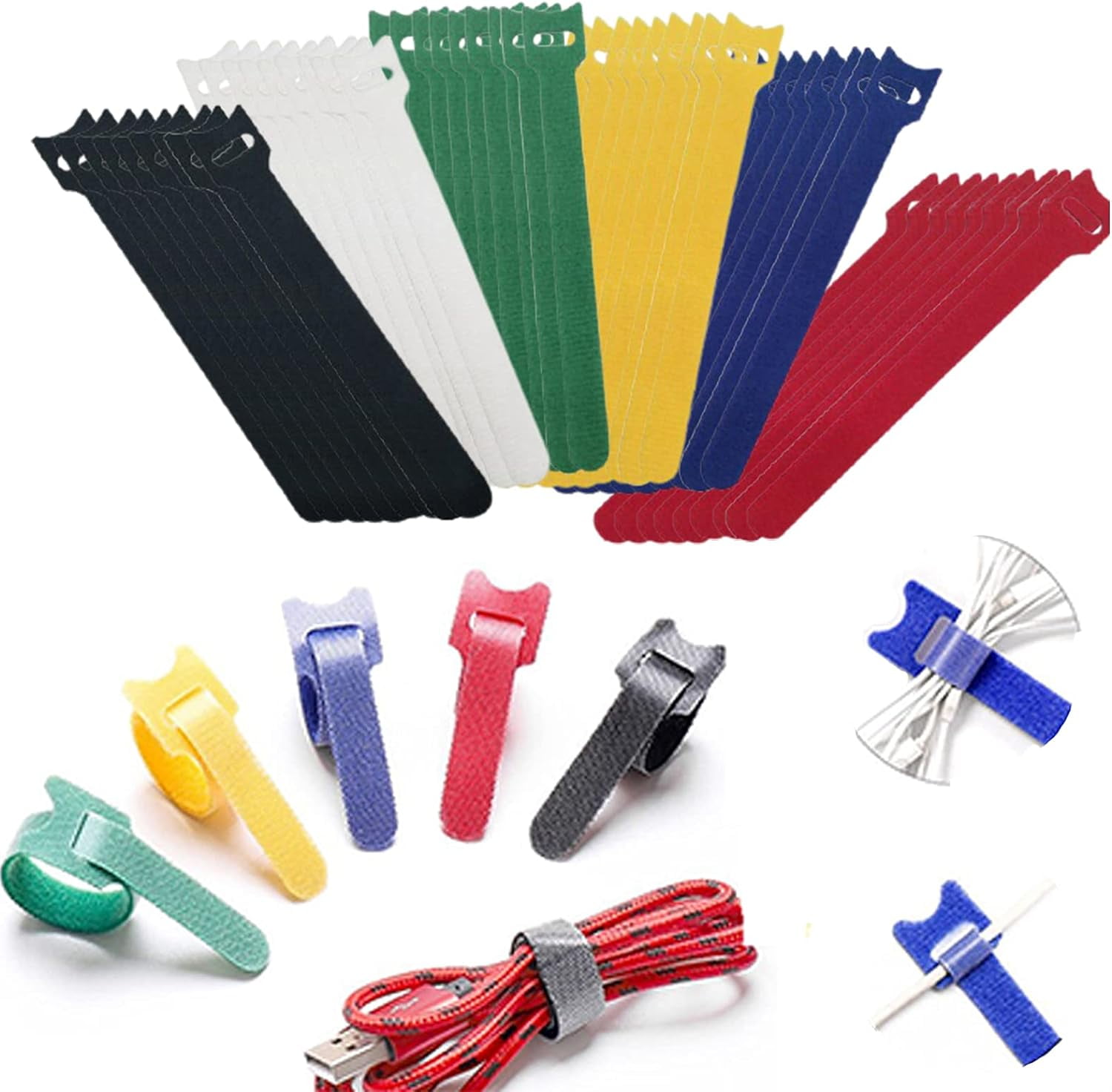 Colourful Reusable Cable Velcro Tape with Nylon Velcro Cable Ties Universal Use Cable Ties