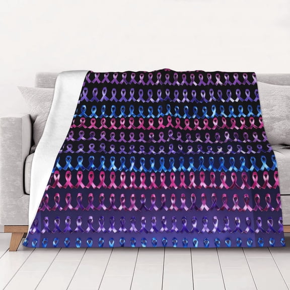 Colourful Ribbons Pattern Throws Blanket Fleece Soft Cozy Warm Plush for Travel Chair Bedroom Living Room Sofa 50"x40"