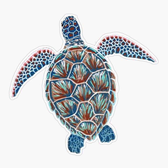 Colourful Sea Turtle Design Sticker