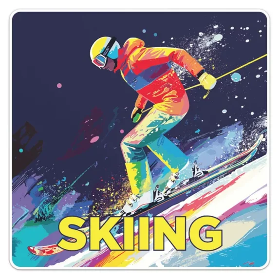 Colourful Skiing Sticker Phone Decal Water Bottle Stickers Car Decals ...