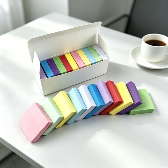 Colourful Small Notes Mini Self Adhesive Notes Stickers ,1.5 in Repositionable White Square Memo Flags, Tear-Off Index Tabs for Student & Office Use, 11-Pack Plastic Sticky Pads, Pocket-Sized