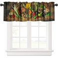 thumbnail image 1 of Colourful Spices Kitchen Valance, Rustic Farmhouse Various Herbs Cooking Wooden Board Pattern Print Short Window Treatment for Kitchen Decor, 54x18in, 1 of 5