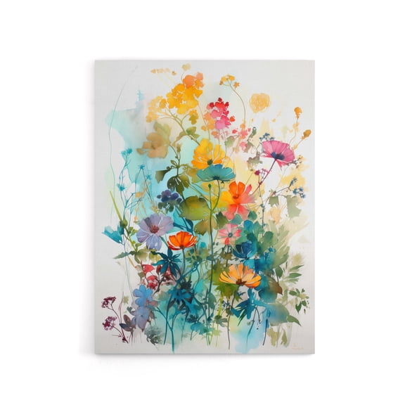 Colourful Spring Wild Flowers Canvas Wall Art Print 12X16"