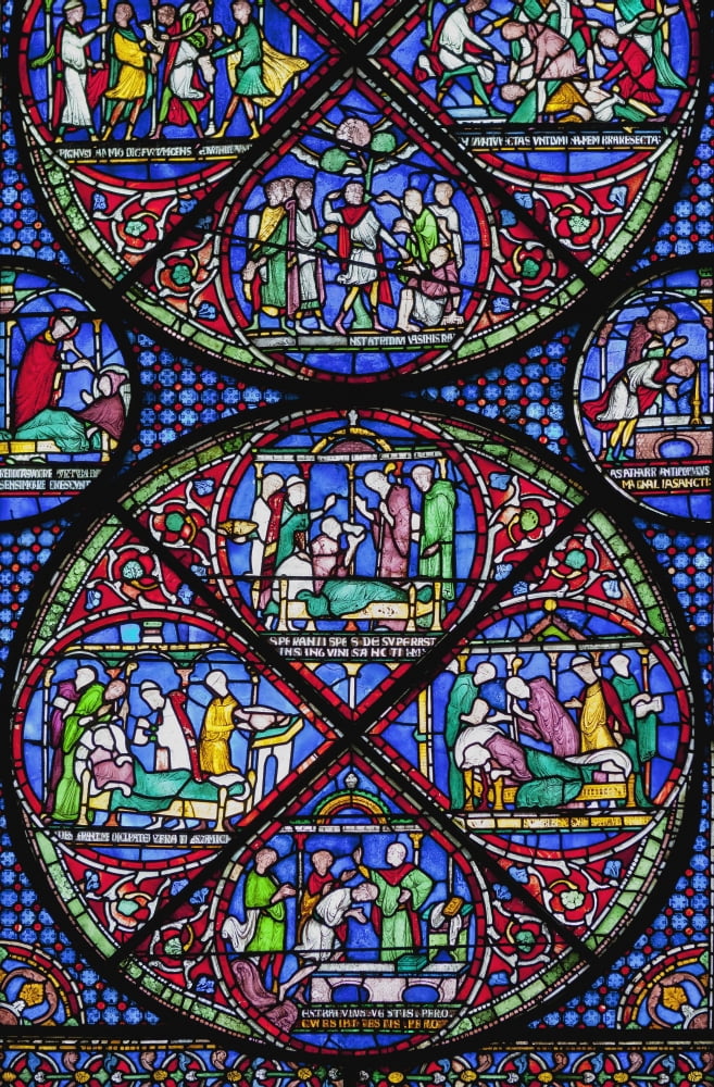 Colourful Stained Glass Window In Canterbury Cathedral Canterbury Kent England Canvas Art - Terence Waeland Design Pics (12 x 19)