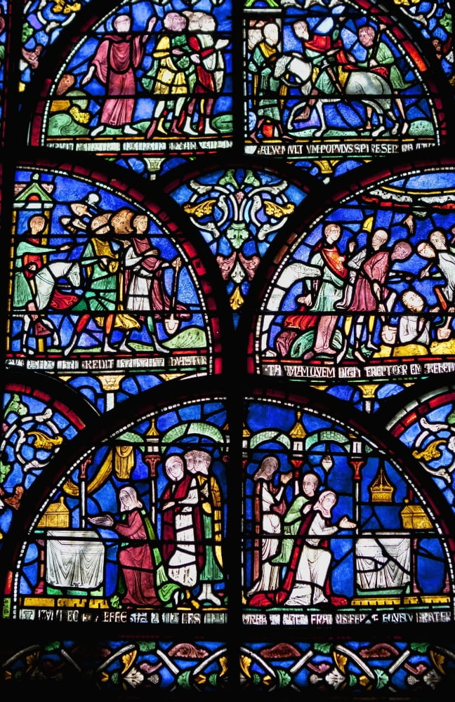 Colourful Stained Glass Window In Canterbury Cathedral Canterbury Kent England Canvas Art - Terence Waeland Design Pics (12 x 19)