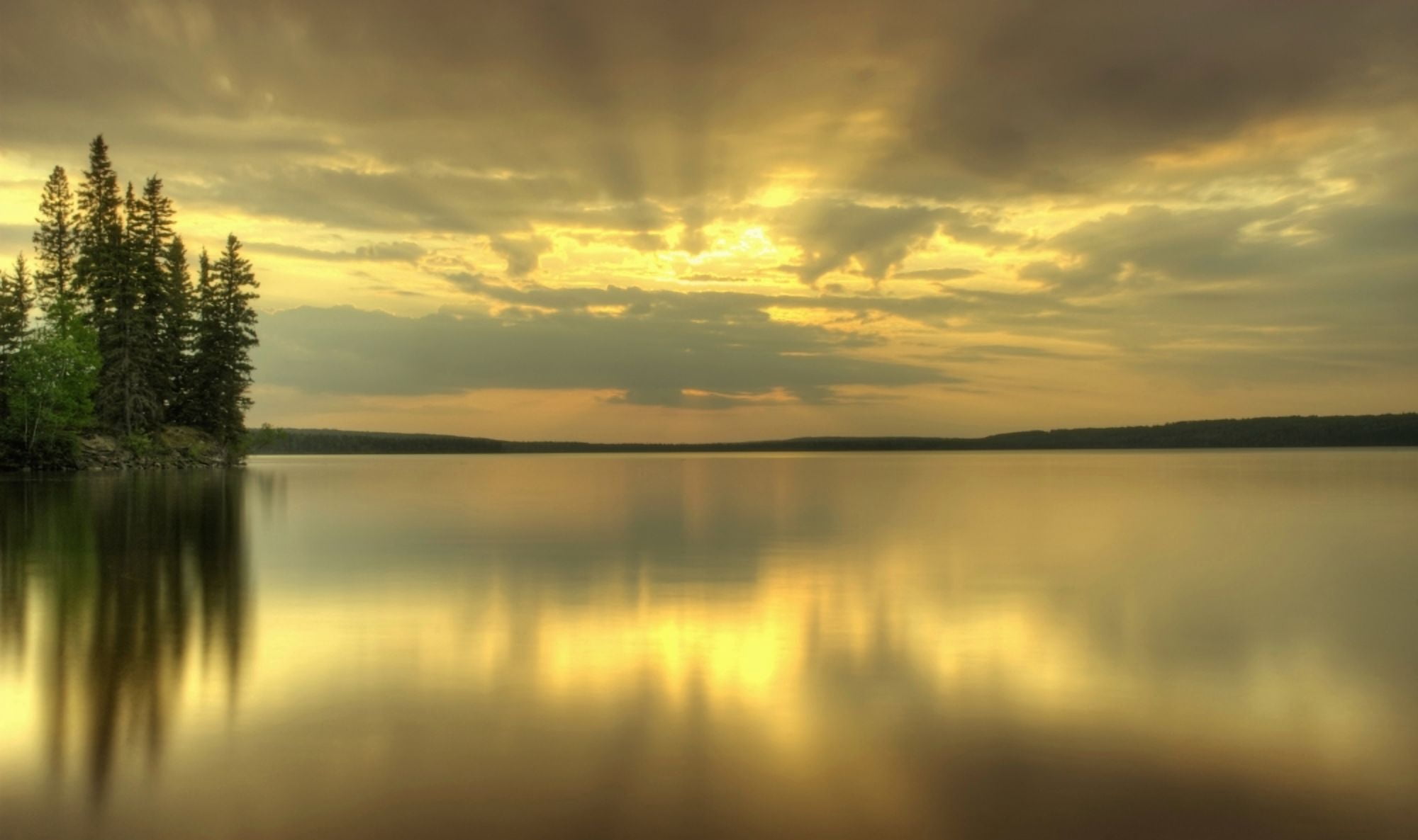 Colourful Sunrise On Waskesiu Lake In Prince Albert National Park Saskatchewan Canada Canvas Art - Philippe Widling Design Pics (40 x 22)