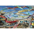 thumbnail image 1 of Colourful Tibetan prayer flags under the strong wind with white mountain tops in the background; Qinghai province Tibet, 1 of 2