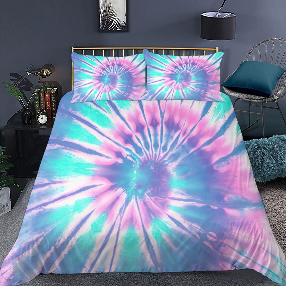 Colourful Tie Dye Bedding Sets Tie Dye Duvet Cover Spiral Tie Dyed Printed Comforter Cover Set