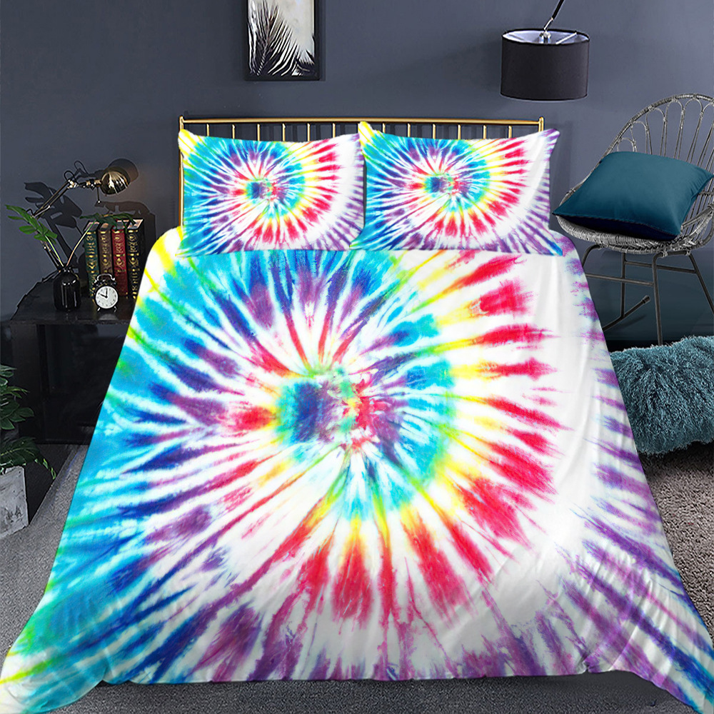 Colourful Tie Dye Bedding Sets Tie Dye Duvet Cover Spiral Tie Dyed Printed Comforter Cover Set