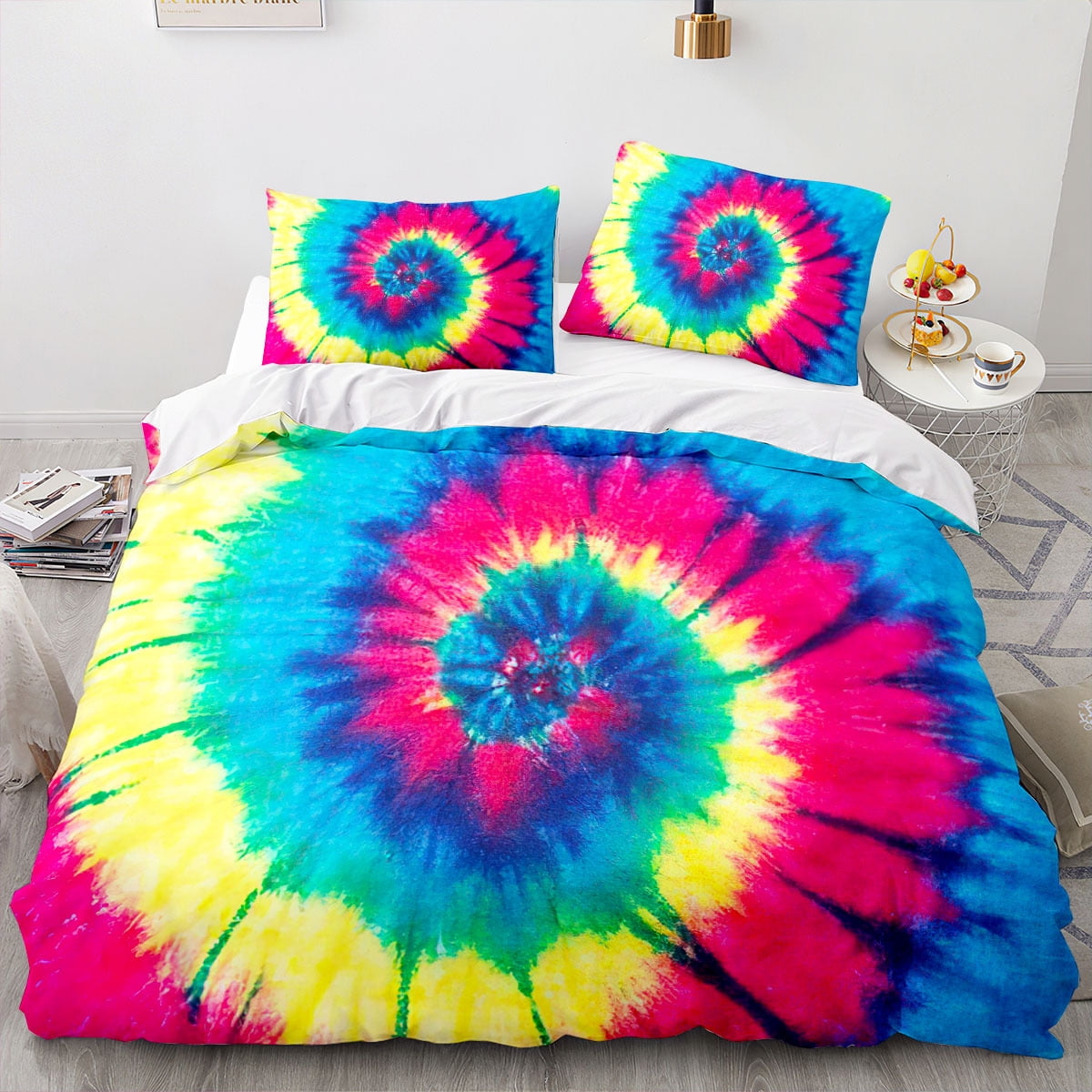 Colourful Tie Dye Bedding Sets Tie Dye Duvet Cover Spiral Tie Dyed Printed Comforter Cover Set