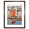 thumbnail image 1 of Colourful Town Harbour Acrylic Painting Red Yellow Blue Fishing Boats Coastal Townscape Artwork Framed Wall Art Print 9X7 Inch, 1 of 5