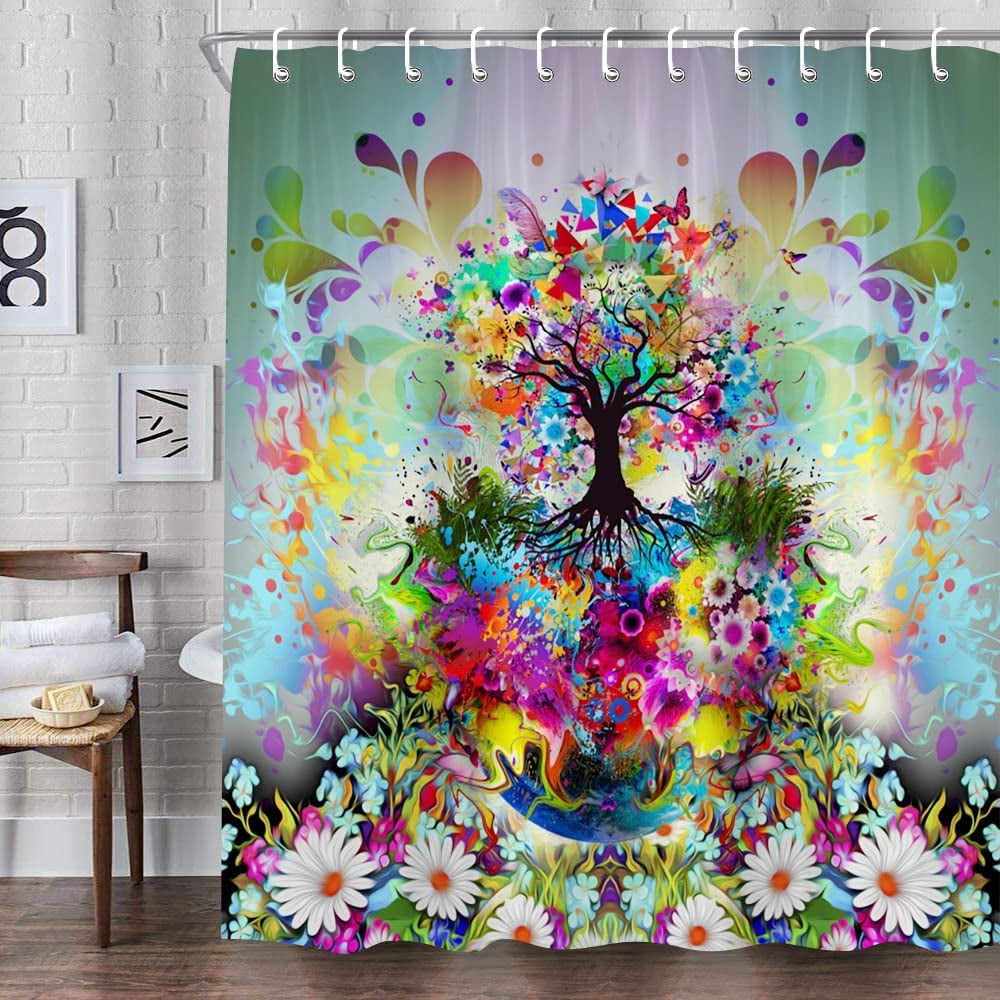  Tree Forest Abstract Bathroom Set with Shower Curtain