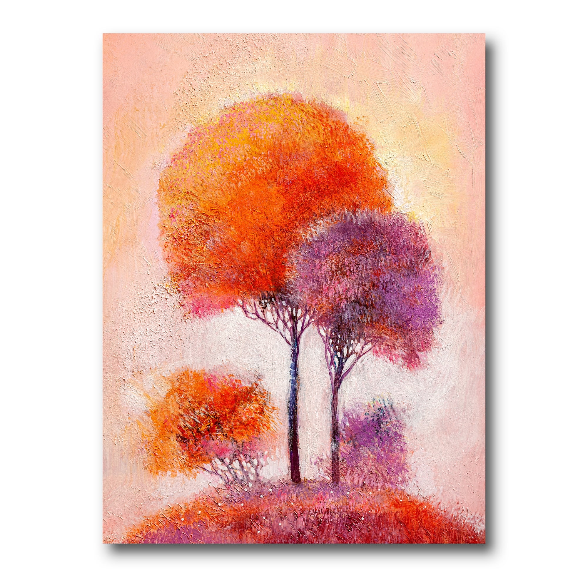 Colourful Trees Abtract Impression I 12 in x 8 in Painting Canvas Art Print, by Designart