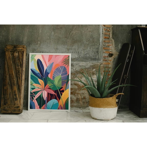 Colourful Tropical Botanical Wall Art Modern Abstract Leaves Art Boho Jungle Decor Plants Print Poster, Poster Only