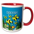 thumbnail image 1 of 3drose, Colourful Tropical Plants and Fish Design Personalized with a Female Name Deborah, 15oz Two-tone Red Mug, 1 of 6