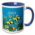 thumbnail image 1 of 3drose, Colourful Tropical Plants and Fish Design Personalized with a Female Name Jessica, 15oz Two-tone Blue Mug, 1 of 6