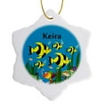 thumbnail image 1 of 3drose, Colourful Tropical Plants and Fish Design Personalized with a Female Name Keira, 3 inch Snowflake Porcelain Ornament, 1 of 7