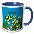 thumbnail image 1 of 3drose, Colourful Tropical Plants and Fish Design Personalized with a Female Name Vivian, 11oz Two-tone Blue Mug, 1 of 6