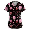 thumbnail image 1 of Colourful V-Neck Scrub Tops With Pockets, Animal Print For Women Breathable Workwear Scrubs Loose Fit Shirts Pockets Pink Nurses Dress Dresses Summer 2026 Womens Casual Black Pink, 1 of 3
