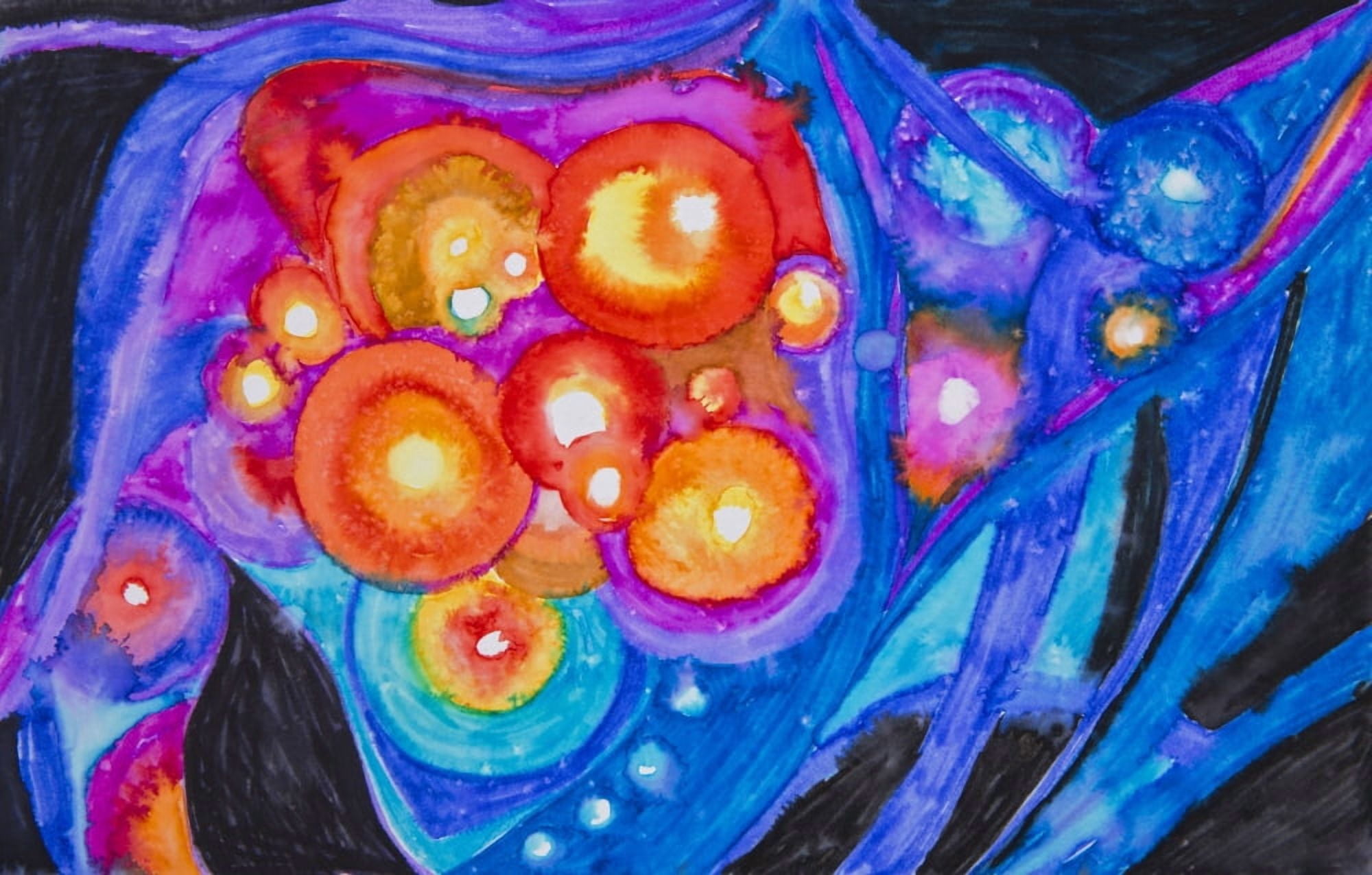 Colourful abstract painting Canvas Art - Tara Thelen Design Pics (19 x 12)