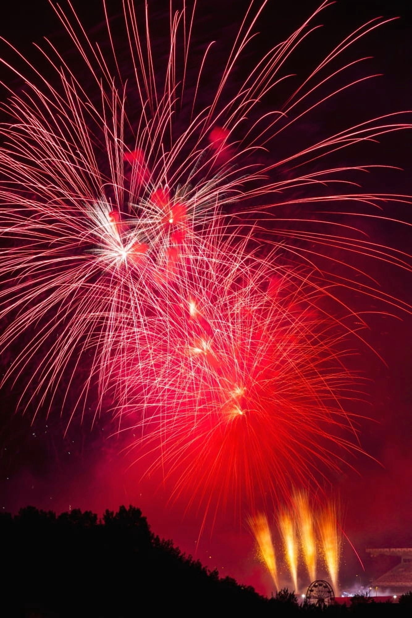 Colourful fireworks Calgary Alberta Canada Canvas Art - Michael Interisano Design Pics (24 x 38)