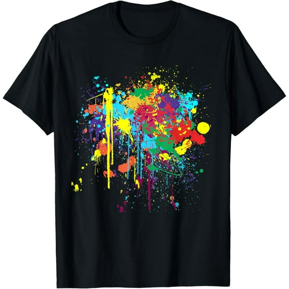 Colourful messy paint splashed T-Shirt