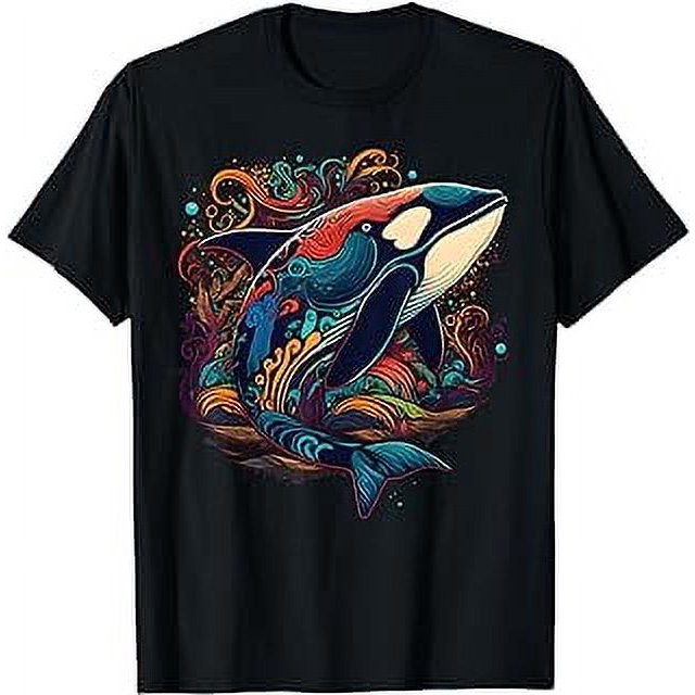 Colourful mystical orca whale watching dolphin pottwhale orca whale TShirt