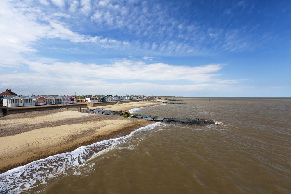 Colourful resort houses along the beach Southwold Suffolk England Canvas Art - Terence Waeland Design Pics (19 x 12)