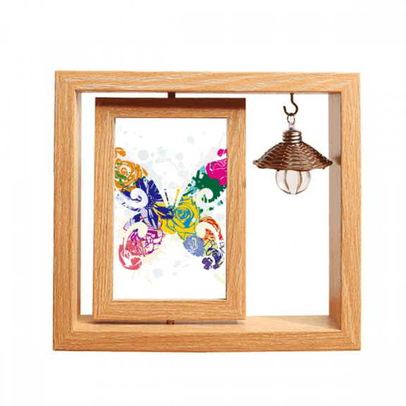 Colourful with Floral Pattern Graffiti Wooden Rotating Picture Photo Frame 4x6
