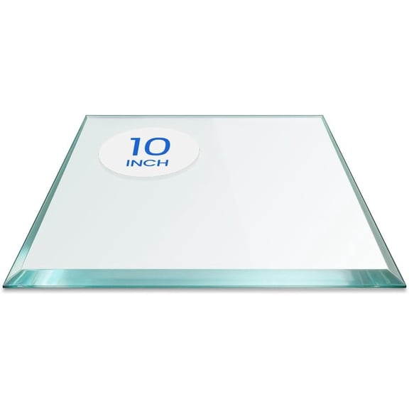 Colourfull 10 inch Square Glass Table Top - Tempered - 1/2" Thick Glass Surface, Safe Beveled Edge, Eased Corners, Multipurpose for Dining Table, Patio, Coffee and End Table