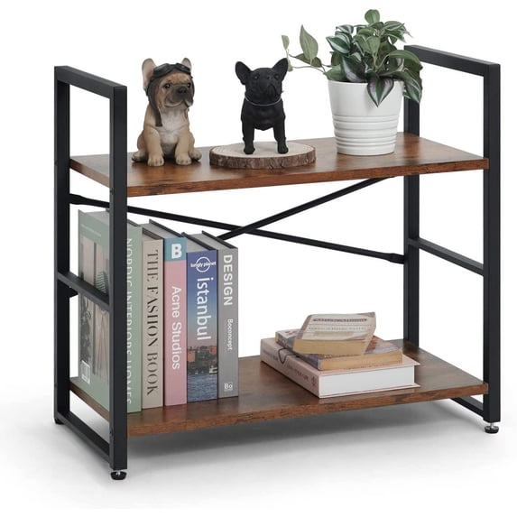 Colourfull 2 Tier Small Bookshelf, 24 Inch Width Free Standing Shelf ...