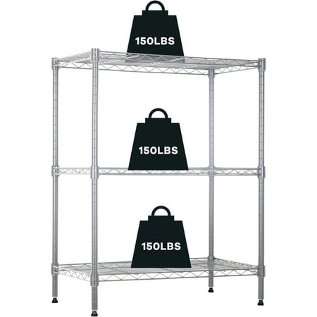 Colourfull 3-Tier Wire Shelving Unit Storage Shelves Shelf Organizer 30"x23"x12" Heavy Duty Metal Storage Rack Wire Rack NSF Height Adjustable for Laundry Bathroom Kitchen Garage Shelving(Chrome)