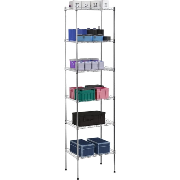 Colourfull 5-Tier Metal Storage Shelving Unit, 47.6" H x 16.7" W x 11.8" D Adjustable Wire Shelf Organizer, 750 lbs Max Load Heavy Duty Standing Rack for Kitchen, Pantry, Garage, Office