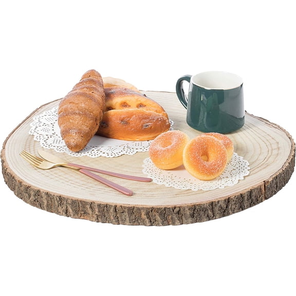 Colourfull Barky Natural Wood Slabs Rustic Ornament Slice Tray Table Charger - 18 Inch Dia