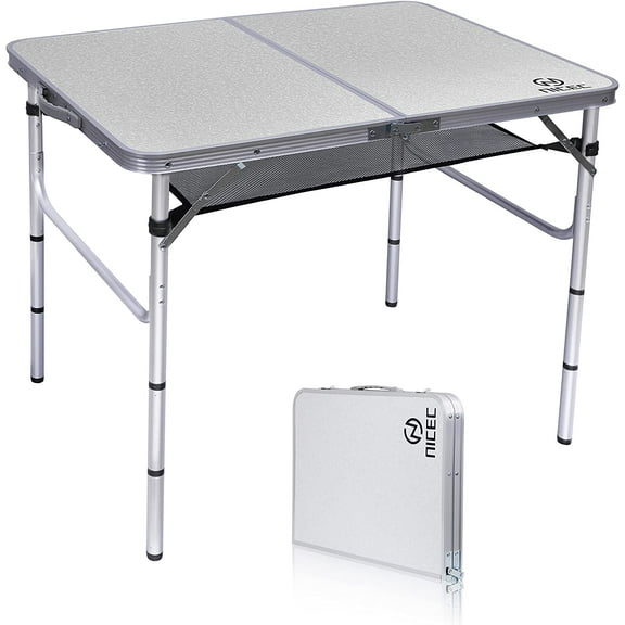 Colourfull Card Table, Folding Picnic Table, Small Table, Adjustable Height Folding Table, Camping, Outdoor, Portable Lightweight Aluminum, with Carry Handle for Beach, Indoor, Office (Medium)