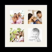 Colourfull Collage Photo Frame Single Mat with 4-4x4 Openings and Satin Black Frame.