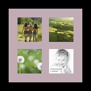 Colourfull Collage Photo Frame Single Mat with 4-4x4 Openings and Satin Black Frame.