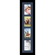 Colourfull Collage Photo Frame Single Mat with 4-4x6 Openings and Satin Black Frame.