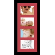 Colourfull Collage Photo Frame Single Mat with 4-4x6 Openings and Satin Black Frame.