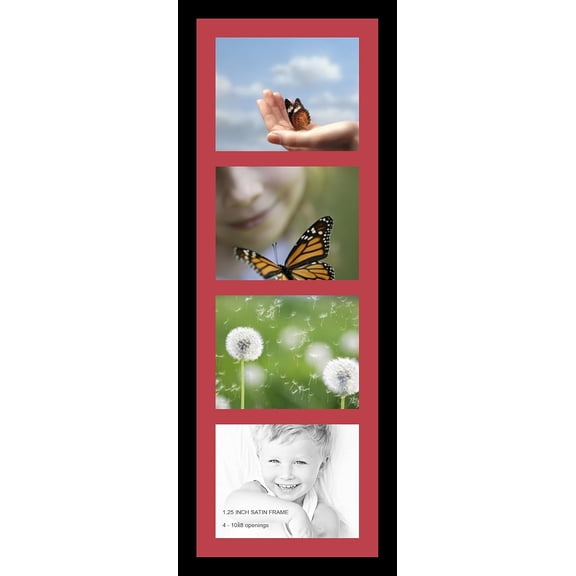 Colourfull Collage Photo Frame Single Mat with 4-8x10 Openings and Satin Black Frame.