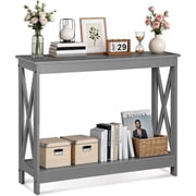Colourfull Console Table 39.5 , 2-Tier Narrow Sofa Side Table with Storage Shelf, Entrance Table for Hallway/Foyer/Living Room/Corridor/Office, Grey