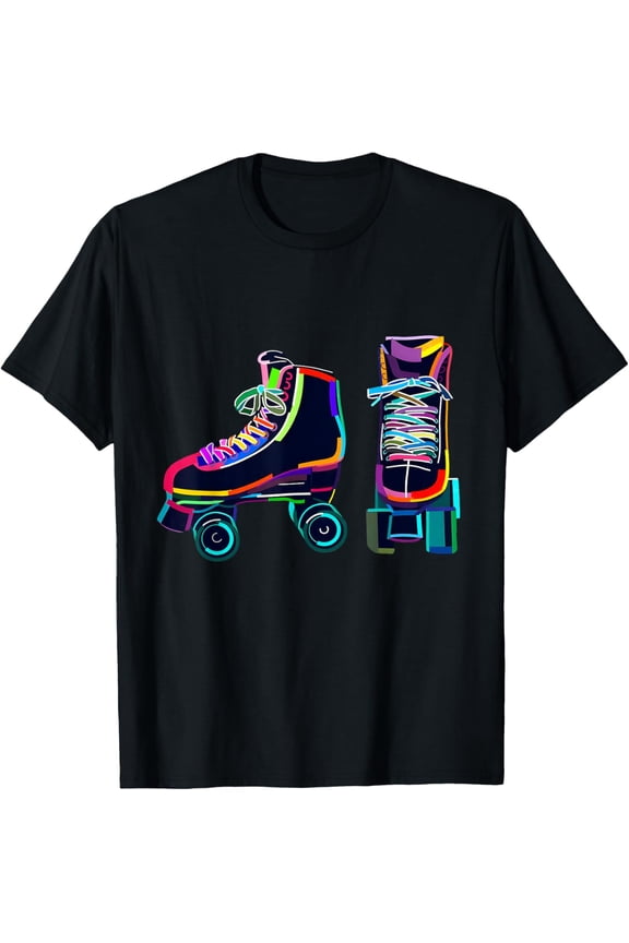Colourfull Roller Skate novelty graphic Rollerskate Skating T-Shirt