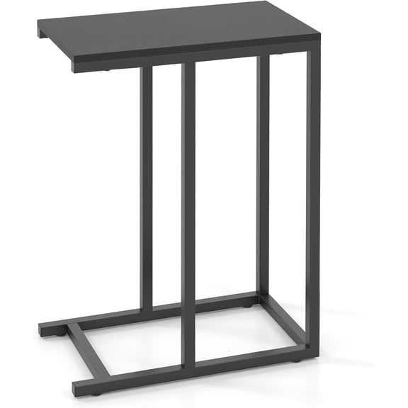 Colourfull Sofa Side Table, C Shaped End Table for Sofa Couch and Bed, Snack Table Slide Under Couch End Table for Living Room, Black
