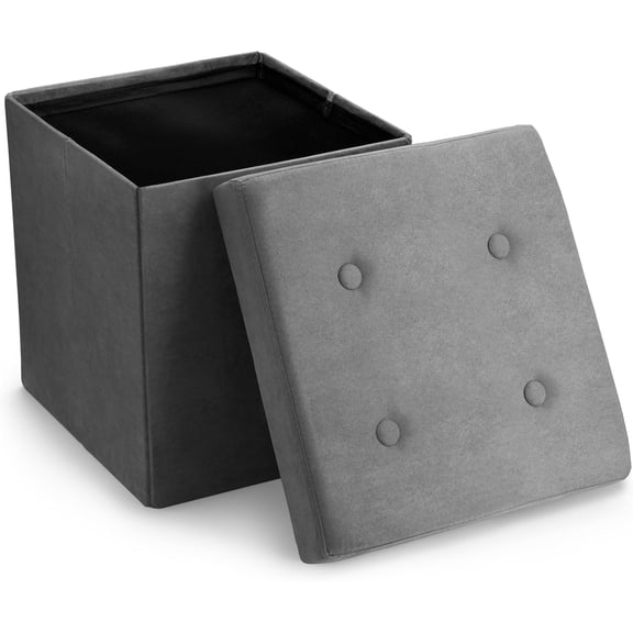 Colourfull Storage Ottoman Bench  Collapsible/Folding Bench Chest with Cover  Perfect Shoe Chest, Hope Chest, Pouffe Ottoman, Seat, Foot Rest,  Contemporary Faux Suede (Gray)