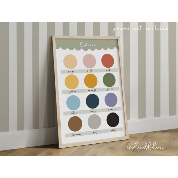 Colours Chart Print, Emotions Educational Learning Poster, Classroom Decor, Education Montessori Neutral Playroom Prints , Poster Print Only