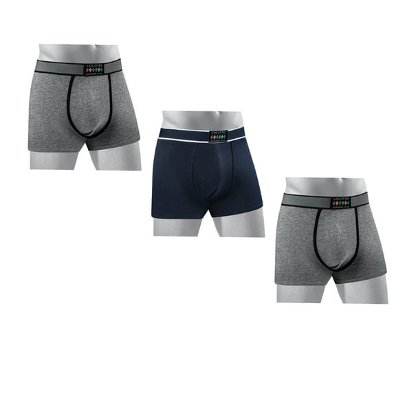 Colours by Alexander Julian 3 Pair Pack Men's Cotton Boxer, Charcoal/Navy/Charcoal Pack