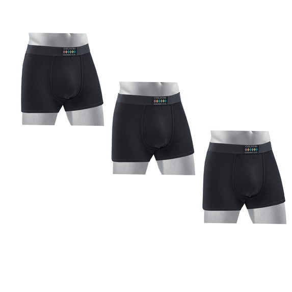 Colours by Alexander Julian 3 Pair Pack Men's Cotton Boxer, Solid Black Pack